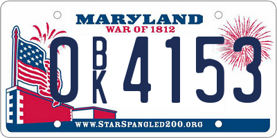 MD license plate 0BK4153