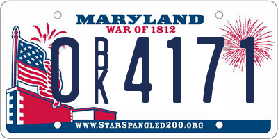 MD license plate 0BK4171