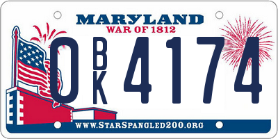 MD license plate 0BK4174