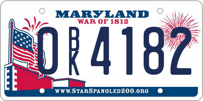 MD license plate 0BK4182