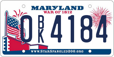 MD license plate 0BK4184