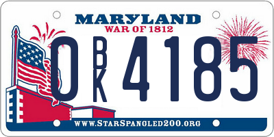 MD license plate 0BK4185