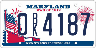 MD license plate 0BK4187