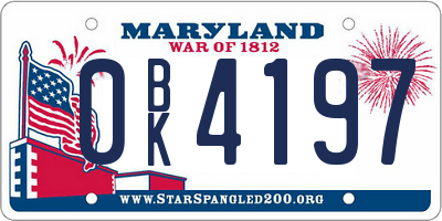 MD license plate 0BK4197