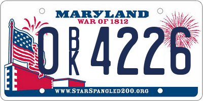 MD license plate 0BK4226