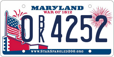 MD license plate 0BK4252