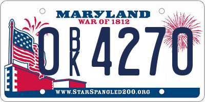MD license plate 0BK4270