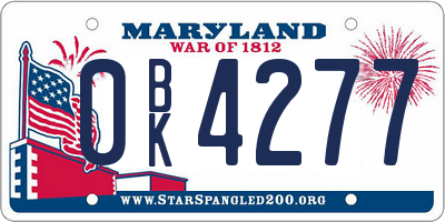 MD license plate 0BK4277