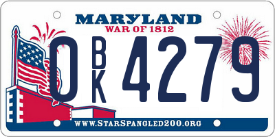 MD license plate 0BK4279