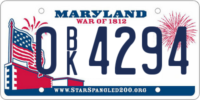 MD license plate 0BK4294