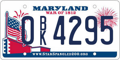 MD license plate 0BK4295
