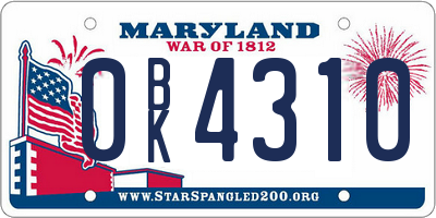 MD license plate 0BK4310