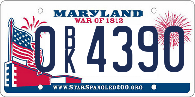 MD license plate 0BK4390