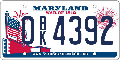 MD license plate 0BK4392