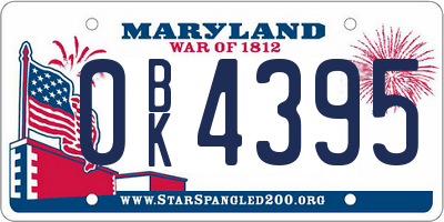 MD license plate 0BK4395