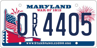 MD license plate 0BK4405