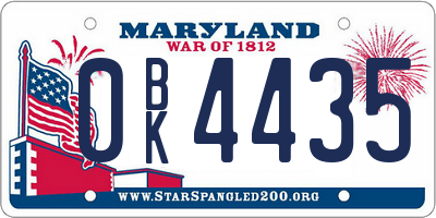 MD license plate 0BK4435