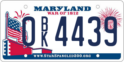 MD license plate 0BK4439