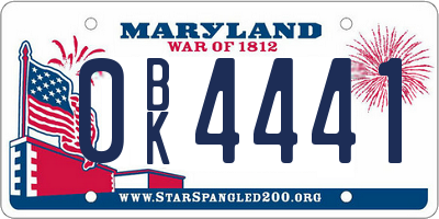 MD license plate 0BK4441