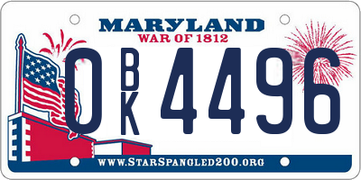 MD license plate 0BK4496