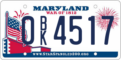 MD license plate 0BK4517