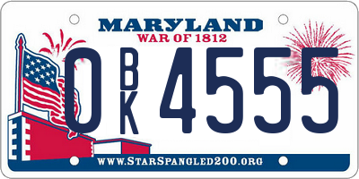 MD license plate 0BK4555