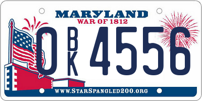 MD license plate 0BK4556
