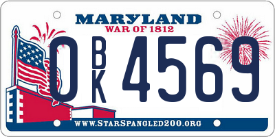 MD license plate 0BK4569