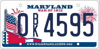 MD license plate 0BK4595