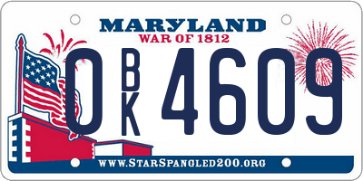 MD license plate 0BK4609