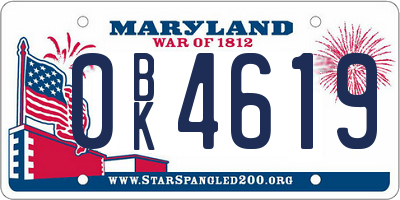 MD license plate 0BK4619