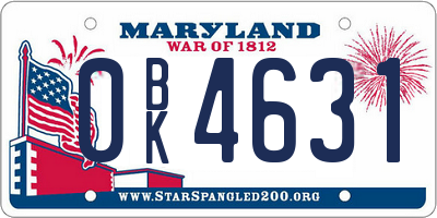 MD license plate 0BK4631