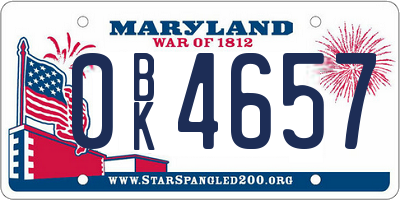 MD license plate 0BK4657