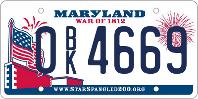 MD license plate 0BK4669