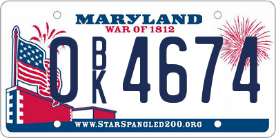 MD license plate 0BK4674
