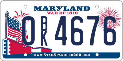 MD license plate 0BK4676