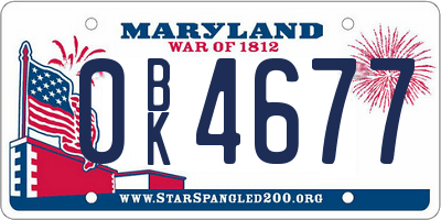MD license plate 0BK4677
