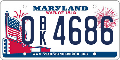 MD license plate 0BK4686