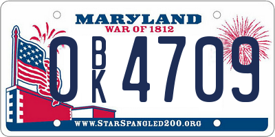 MD license plate 0BK4709