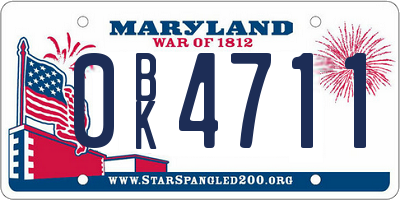 MD license plate 0BK4711