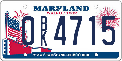MD license plate 0BK4715