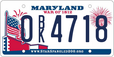 MD license plate 0BK4718