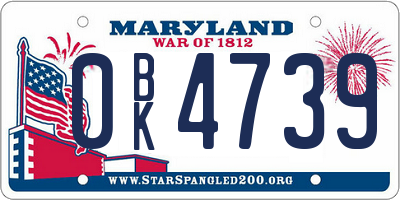 MD license plate 0BK4739
