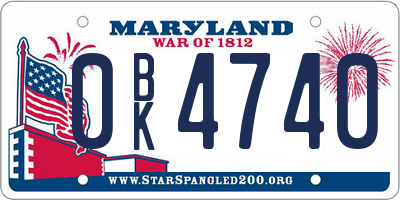 MD license plate 0BK4740