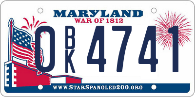 MD license plate 0BK4741