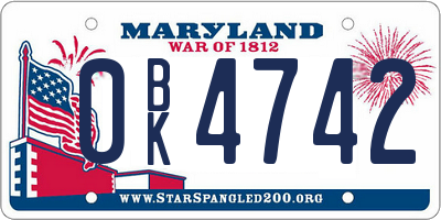 MD license plate 0BK4742