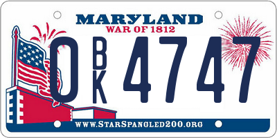 MD license plate 0BK4747