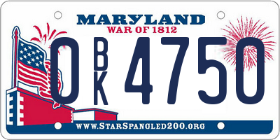 MD license plate 0BK4750