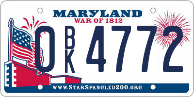MD license plate 0BK4772