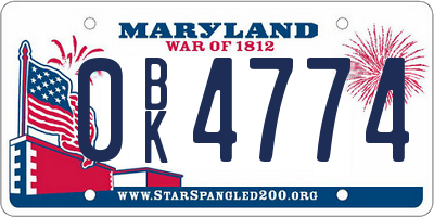 MD license plate 0BK4774